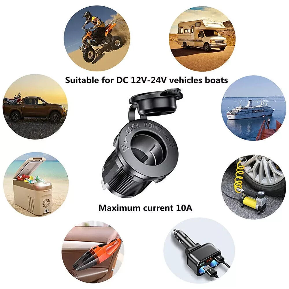 2Sets Cigarette Lighter Socket Power Outlet Socket Receptacle Car Motorcycle ATV