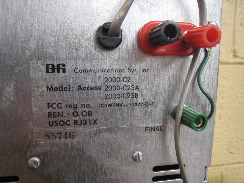 BFI COMMUNICATIONS SYSTEMS MODEL 2000-02 TELEPHONE NETWORK ACCESS MODULE USED