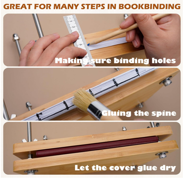 Book Press Kit 11.6x7.8" Book Binding Supplies Waxed Thread Bone Folder Beginner