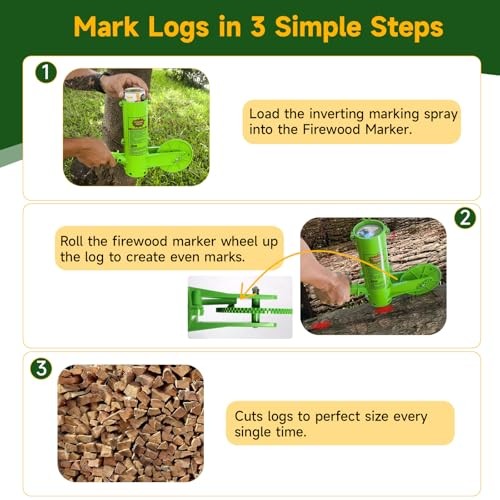 Firewood Marker Tool - Automatic Paint Marking Device with 16'' Roller Wheel,