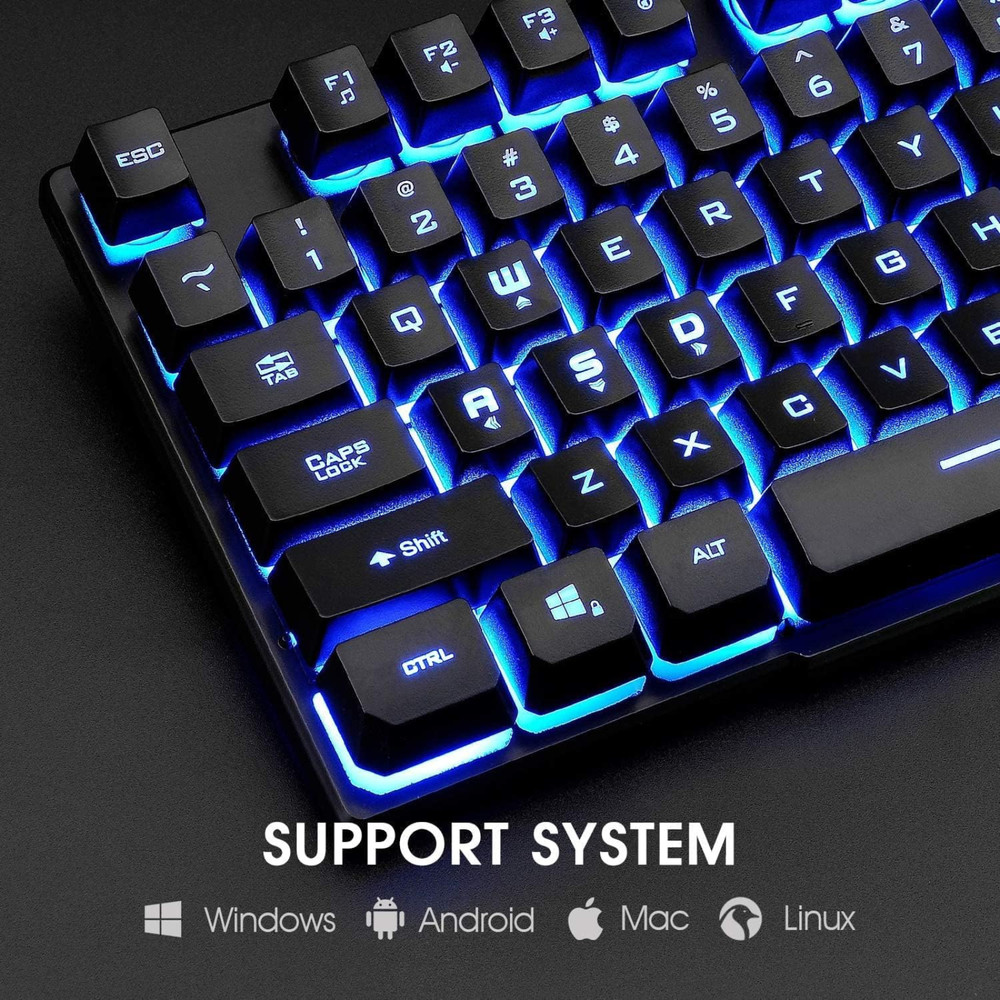 Computer Desktop Gaming Keyboard and Mouse Mechanical Feel LED Light Backlit