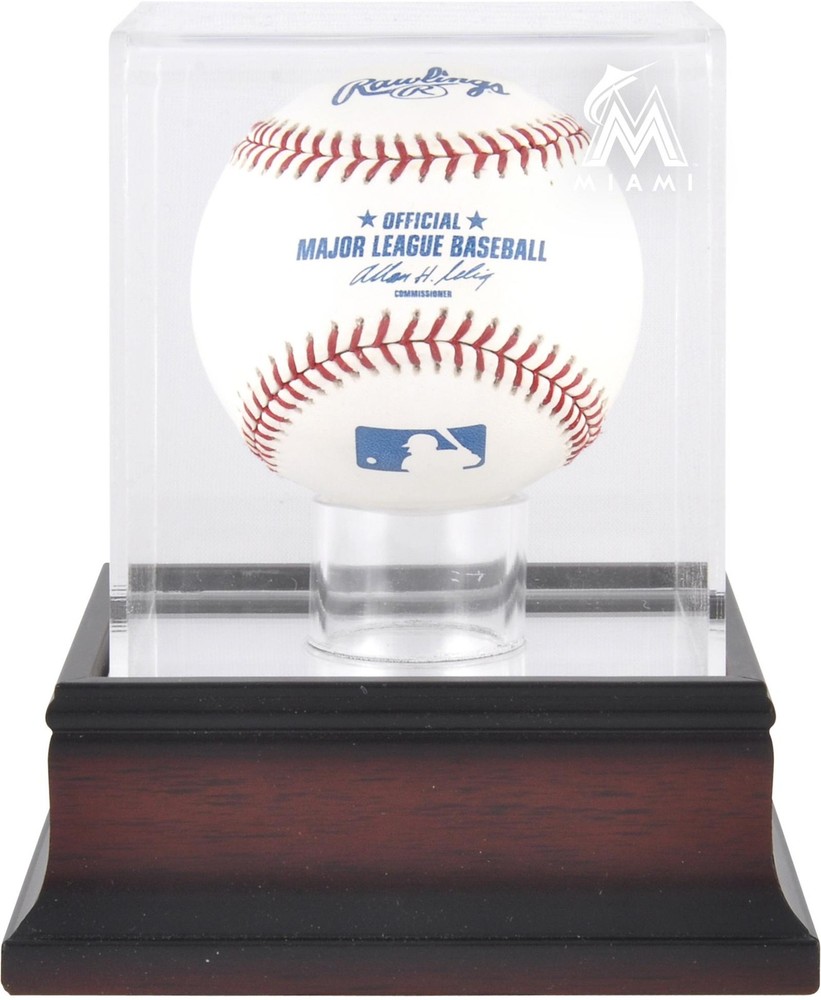 Miami Marlins Mahogany Baseball Logo Display Case