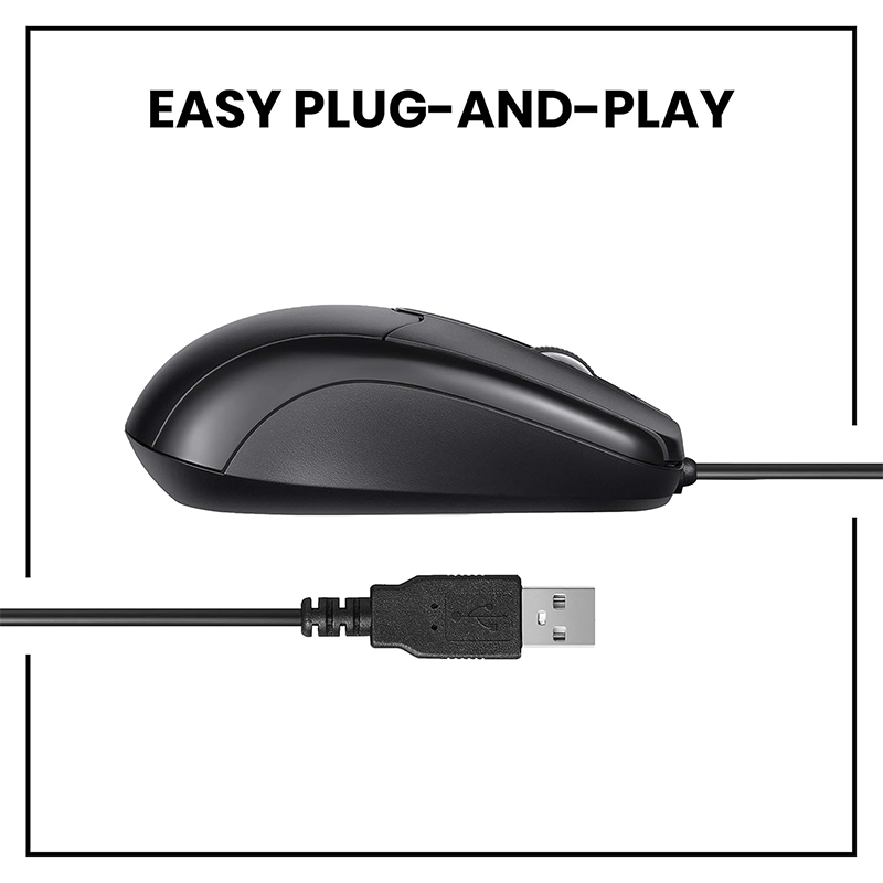 USB 2.0 Optical Wired Scroll Wheel Mouse PC Laptop Notebook Desktop Black Mice