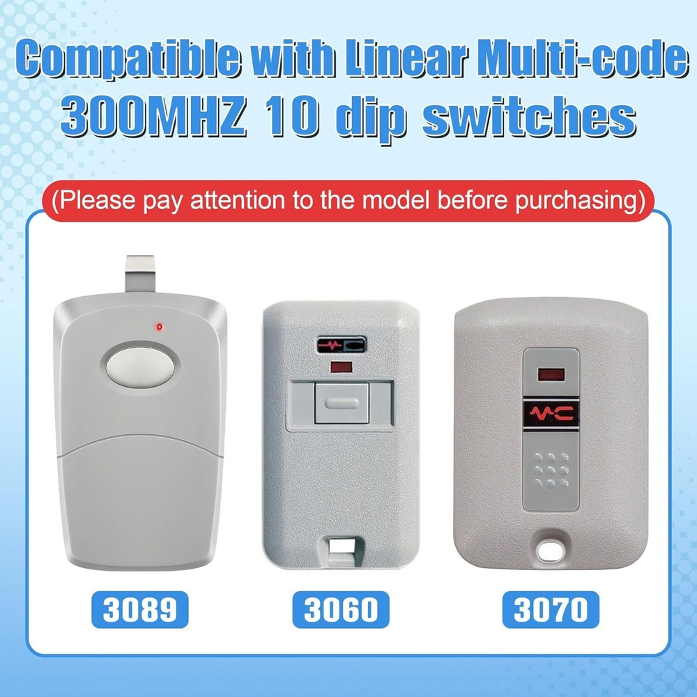 2x For 3089 Multi-code Multicode 308911 Linear MCS308911 300mhz 1-Button Remote