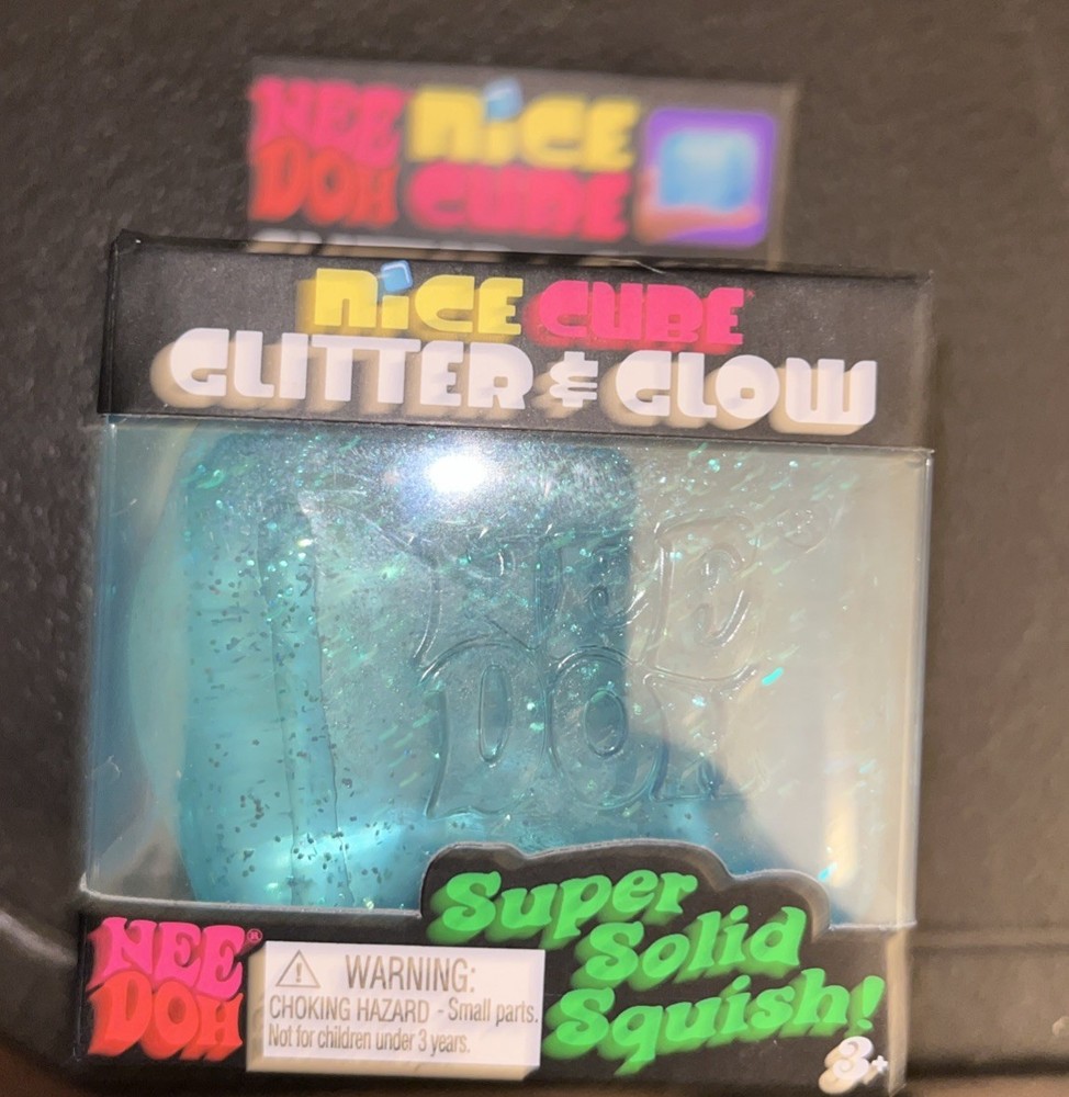 Nee Doh Nice Cube Super Solid Squish Blue Tactile Squeeze Toy