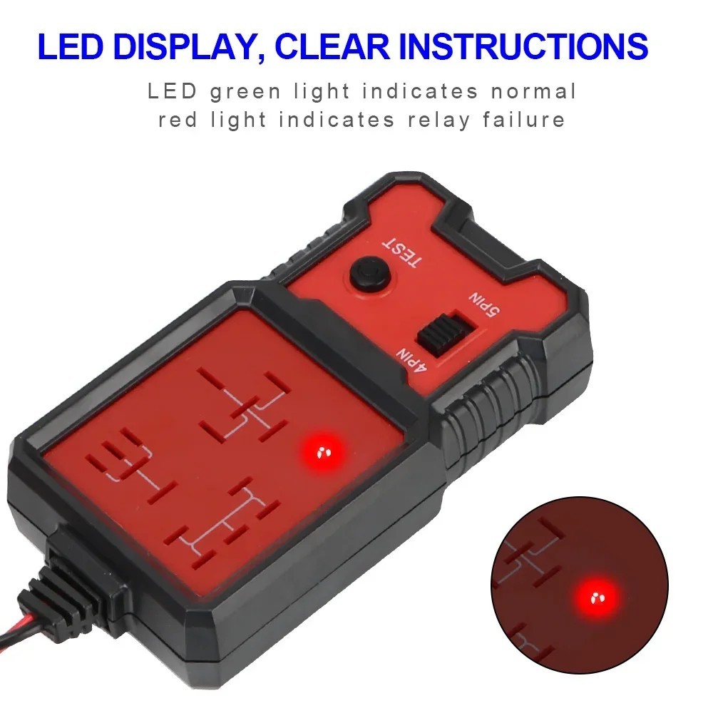 12V Universal Car Relay & Battery Tester Diagnostic Tool LED Indicator Analyzer