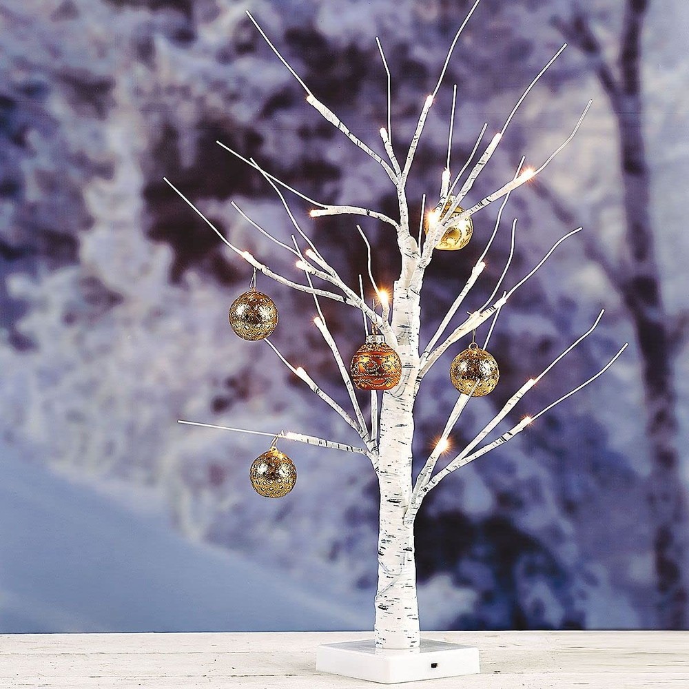 White Birch Light-Up Easter Tree - 15" Tabletop LED Twig Holiday Tree, Lights...