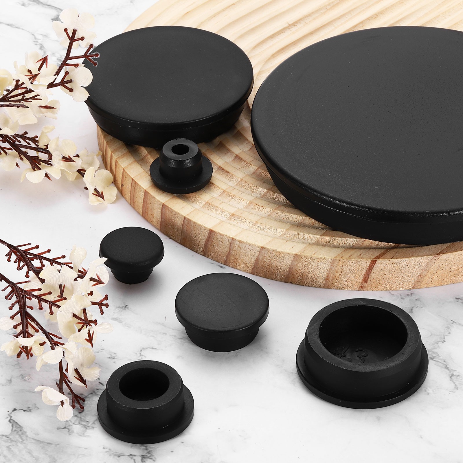 Silicone Hole Plugs, Round Rubber Stopper for 47mm/1.85" Hole, Black