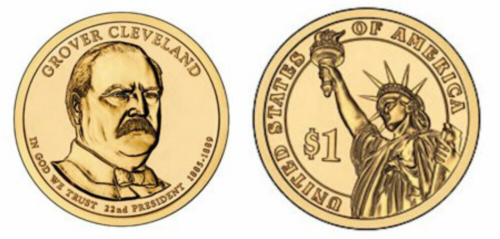 2012-D  President GROVER CLEVELAND (1st Term) Presidential Golden Dollar  1 Coin