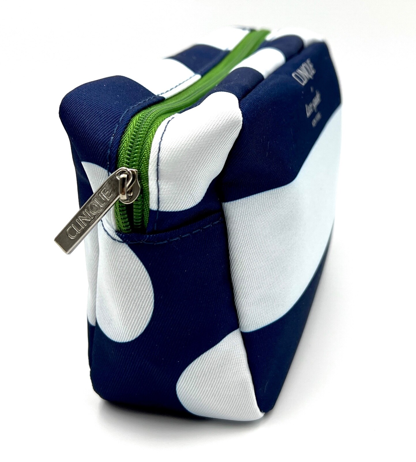 Clinique x Kate Spade White Navy Makeup Bag Zipper Pouch~ Two Side Look
