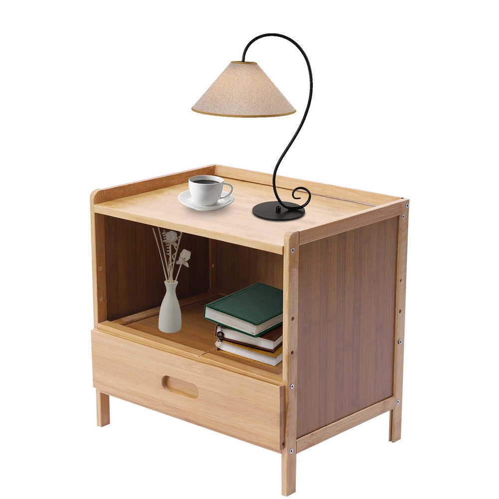 Nightstand End Table w/ pull-out drawer Storage Organizer Bedside Table