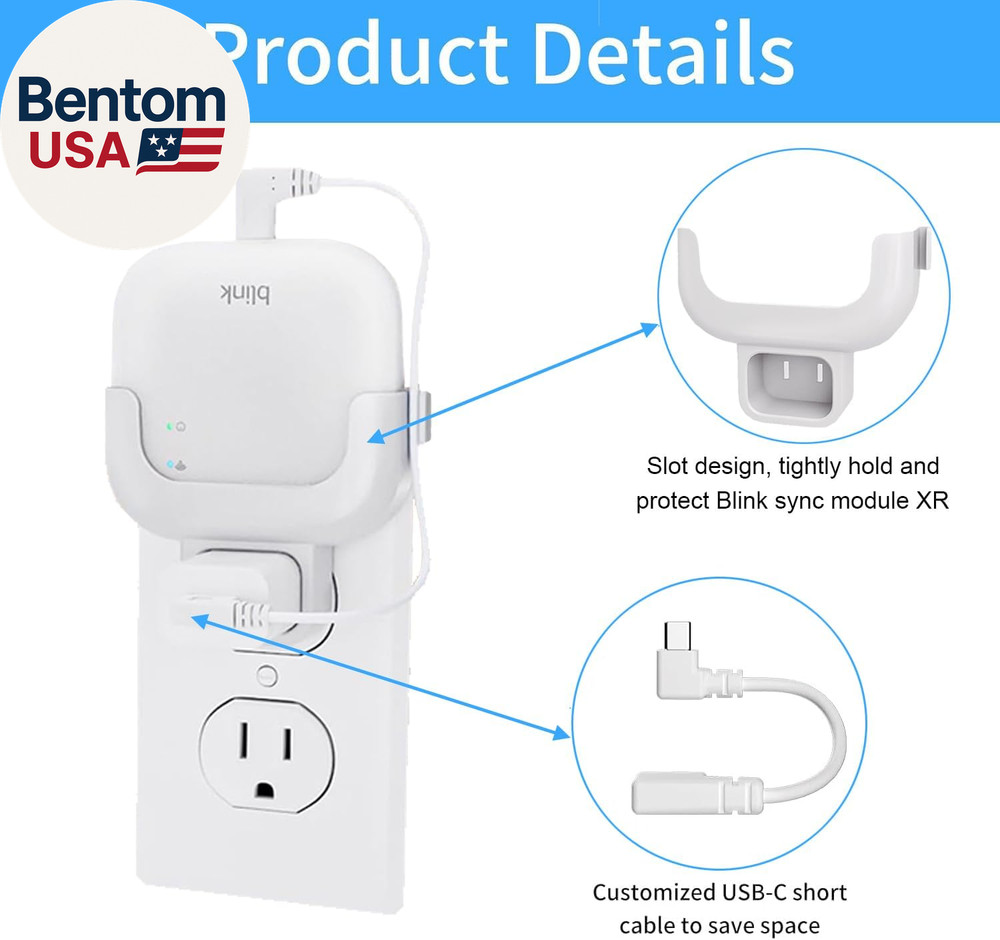 Outlet Wall Mount Compatible with Blink Sync Module XR, Space Saving and No Dril