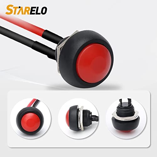 6PCS 12mm Momentary Push Button Switch Mini Round Waterproof SPST Switch Red