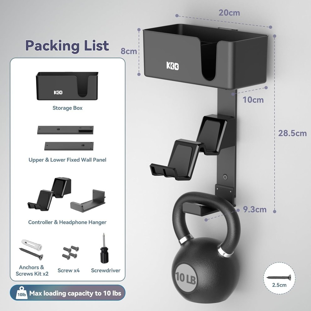 4-in-1 Wall Mount Controller Holder - Dual Game Controller and Headphone Hang...
