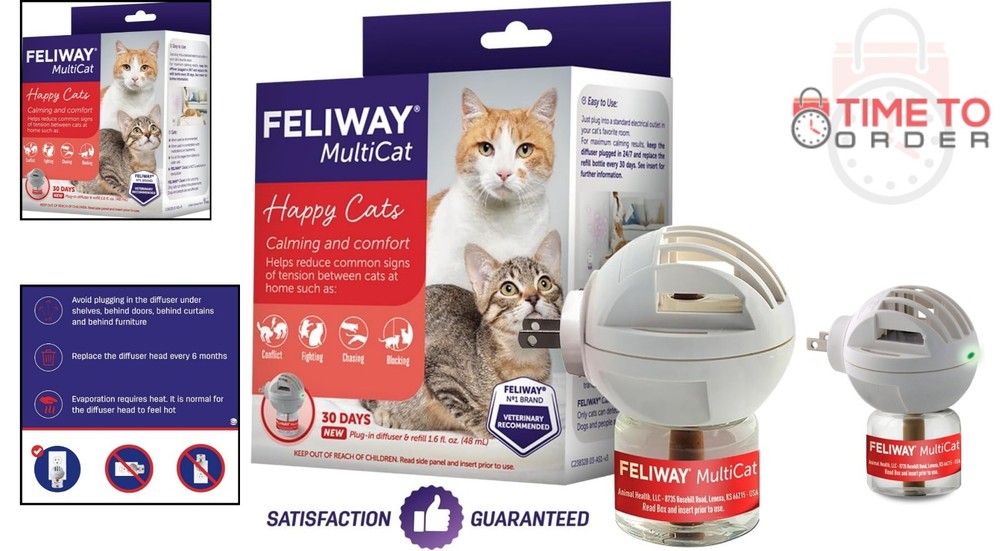 Cat Calming Plug-In Diffuser Kit Reduces Tension Multi-Cat Homes Safe