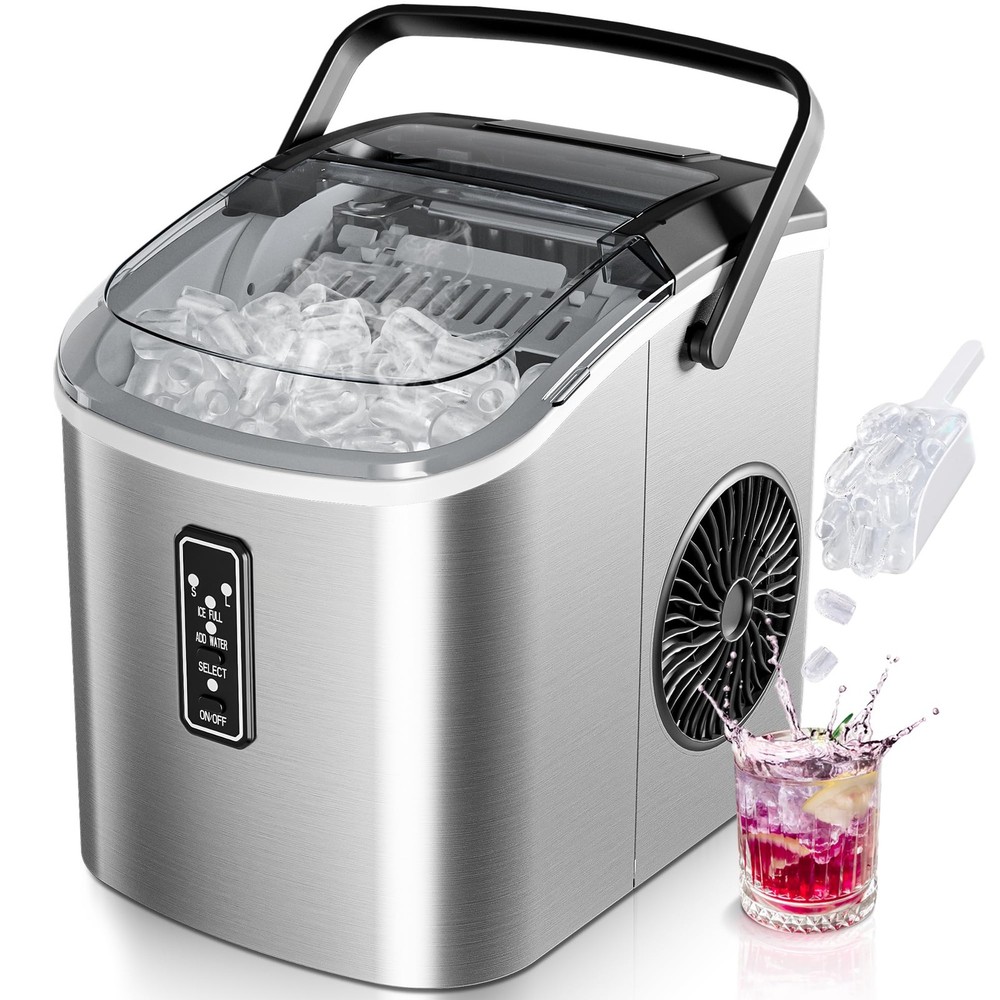 EUHOMY Ice Maker Countertop with Carry Handle, 9 Cubes Ready in 6 Mins, 26.5l...