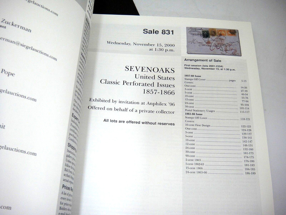 Siegel Auction Catalog 2000 w Prices Realized SevenOaks US Perforated Issues
