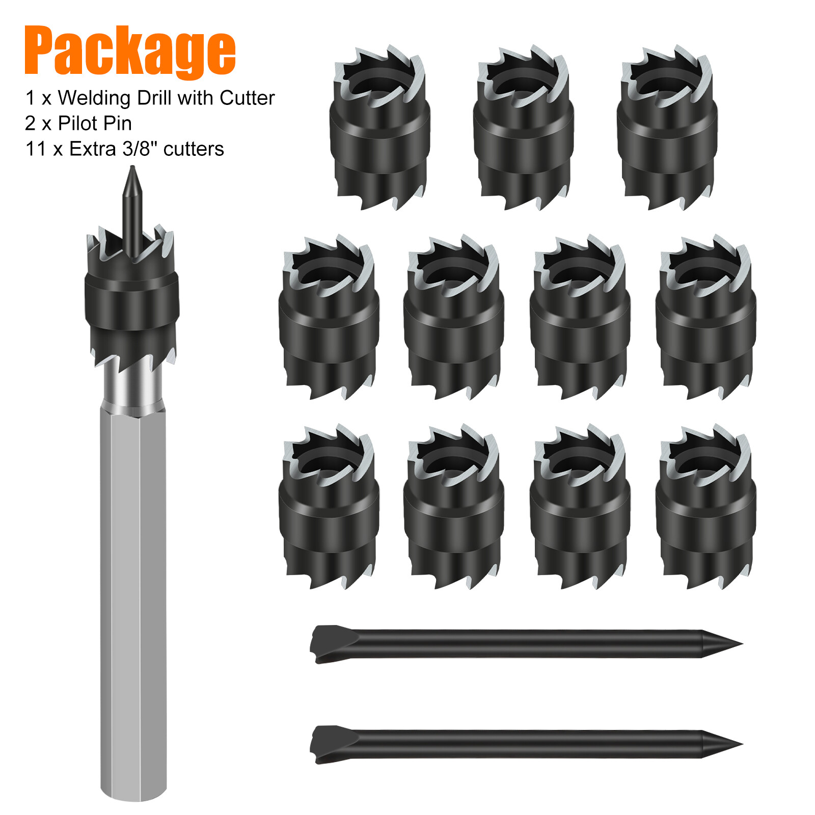 14Pcs 3/8" Double Sided Spot Weld Cutter Remover Drill Bit Welder Cut Rotary Kit