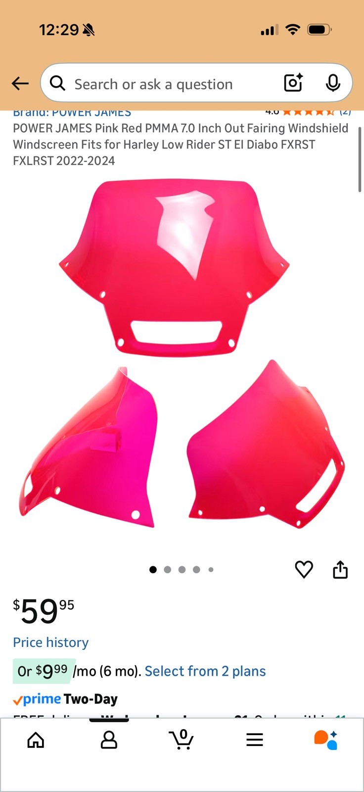 Pink PMMA 7.0" Windscreen Outer Fairing for Harley Low Rider ST FXRST 2022-2024