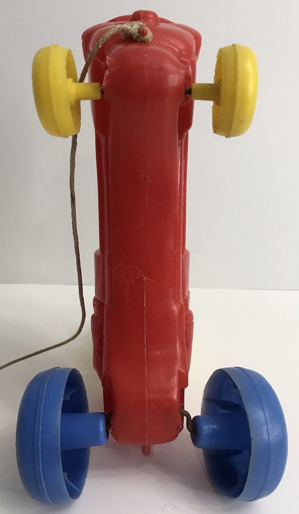 Empire Tractor & Farmer Bobble Head Pull Toy Blow Mold Original Pull String READ