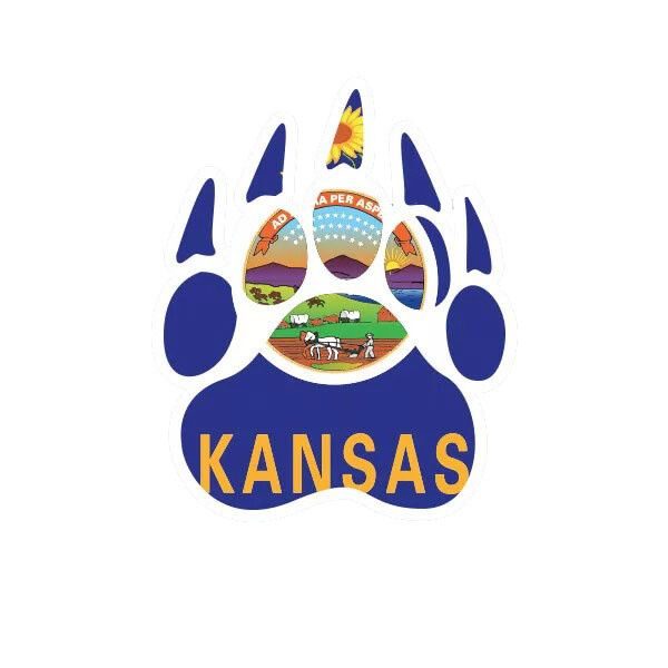Kansas State Shaped Bear Print Sticker Decal
