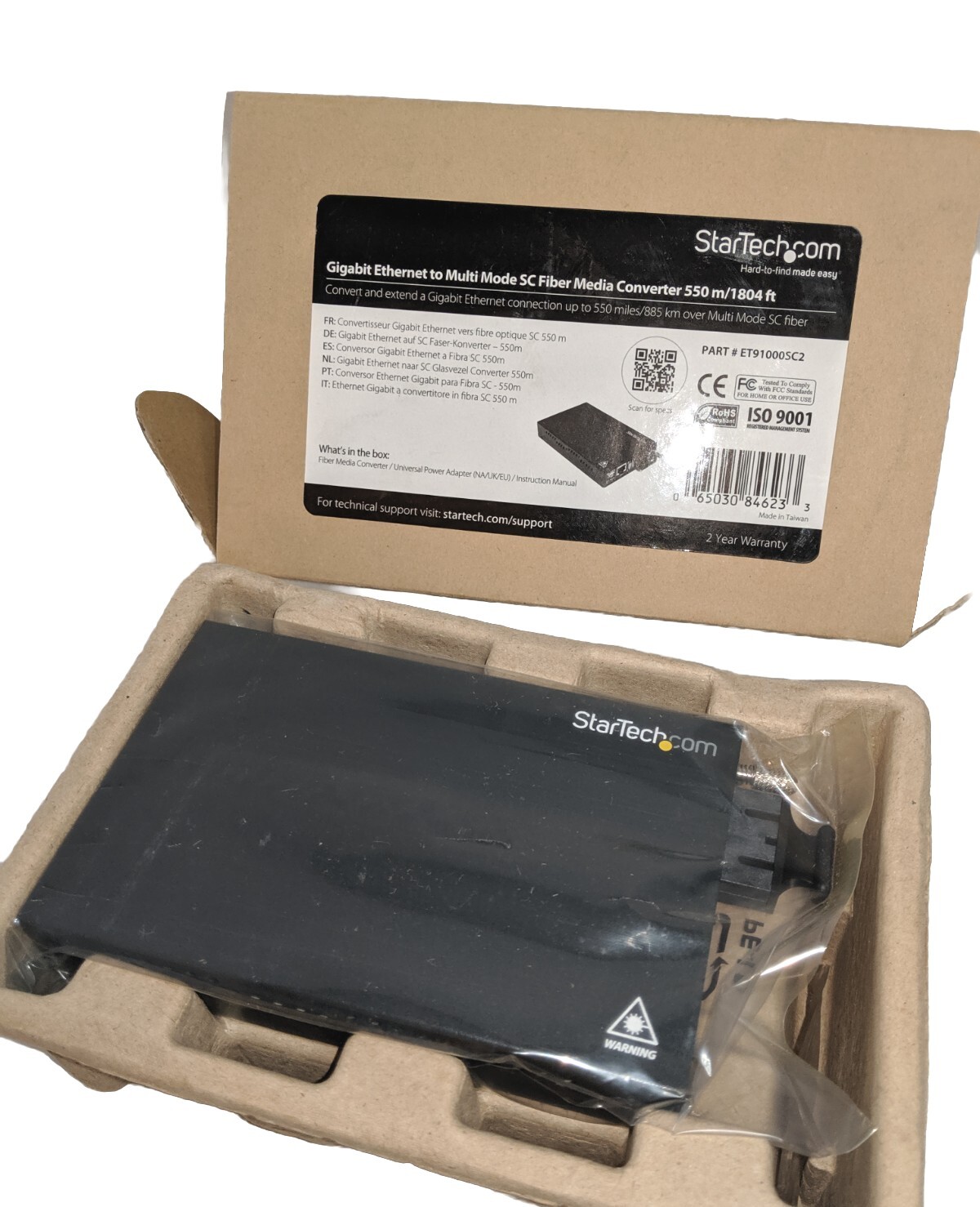 StarTech ET91000SC2 Gigabit Ethernet Multi Mode Fiber Media Converter SC 550m