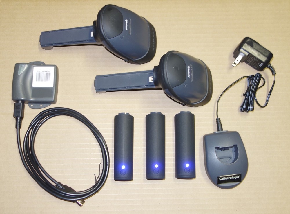 2x Metrologic MS1633 Wireless Bluetooth 2D Scanner USB SET +3 Battery +Inventory