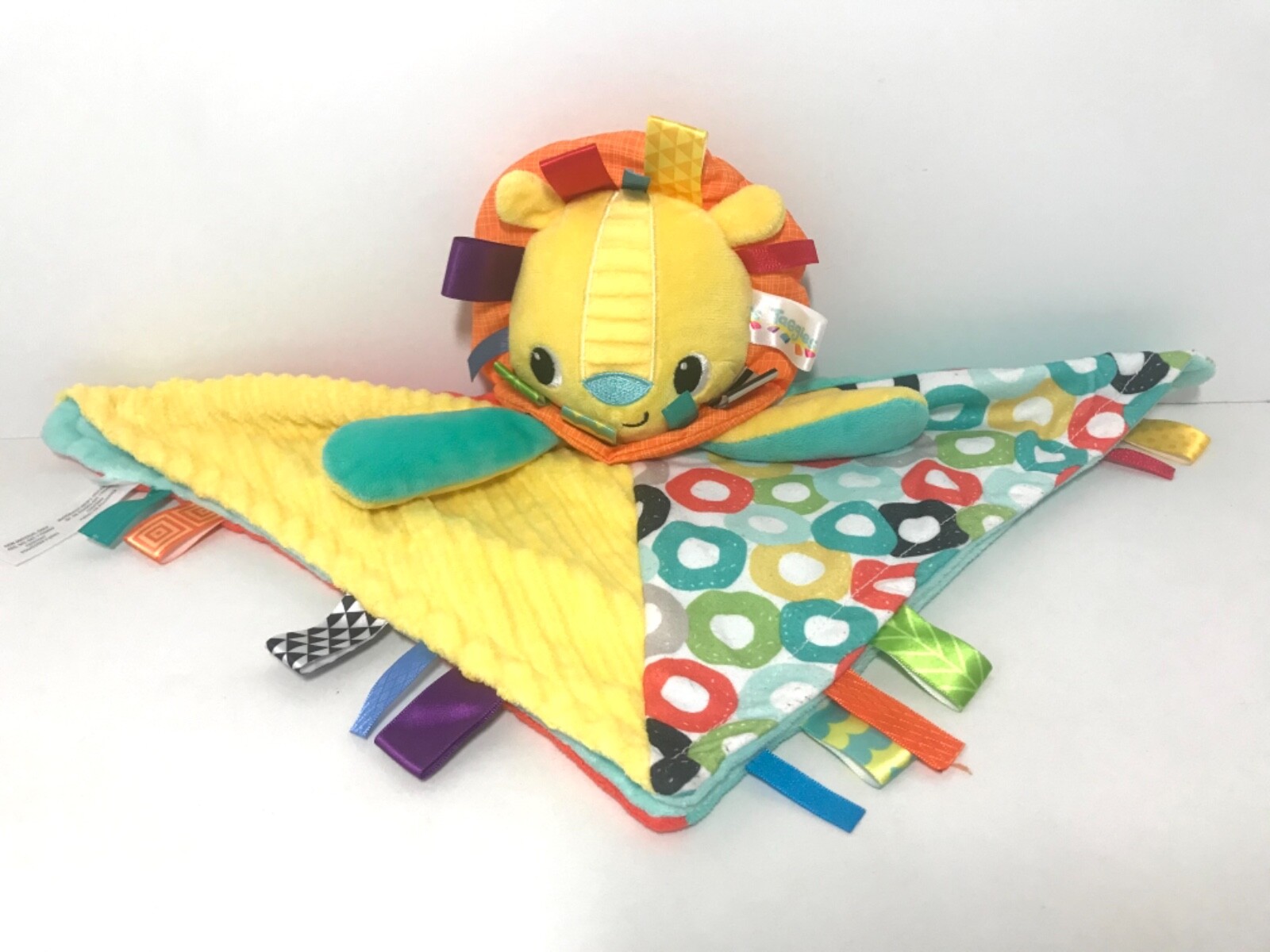 Bright Starts Taggies Lion Lovey 14" Yellow Security Blanket Baby Toy