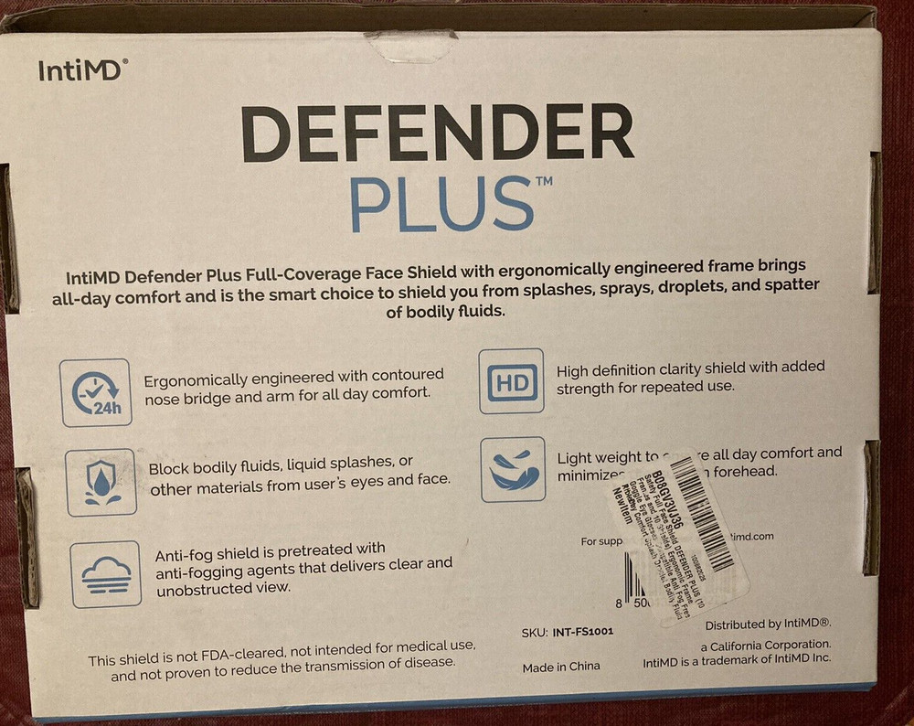 IntiMD Defender Plus Ergonomic Face Shield 6x ~Open Box