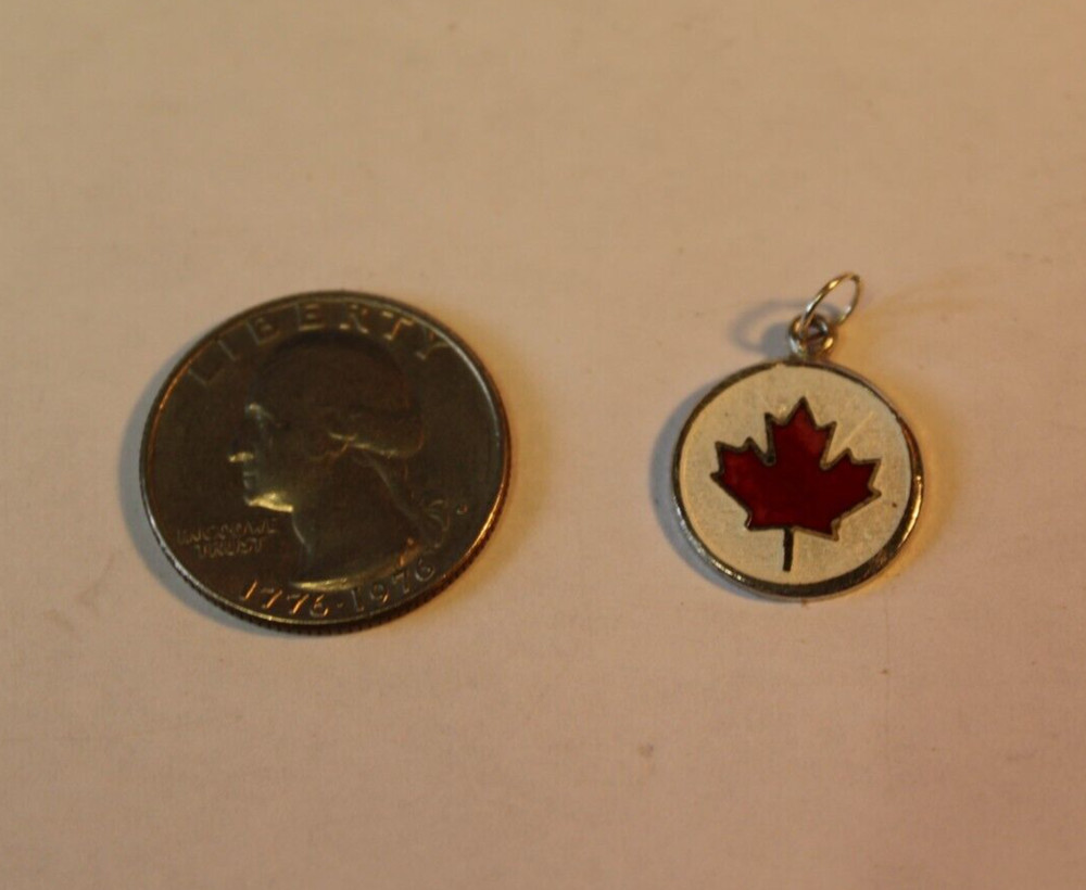Sterling Silver Enamel Maple Leaf Charm