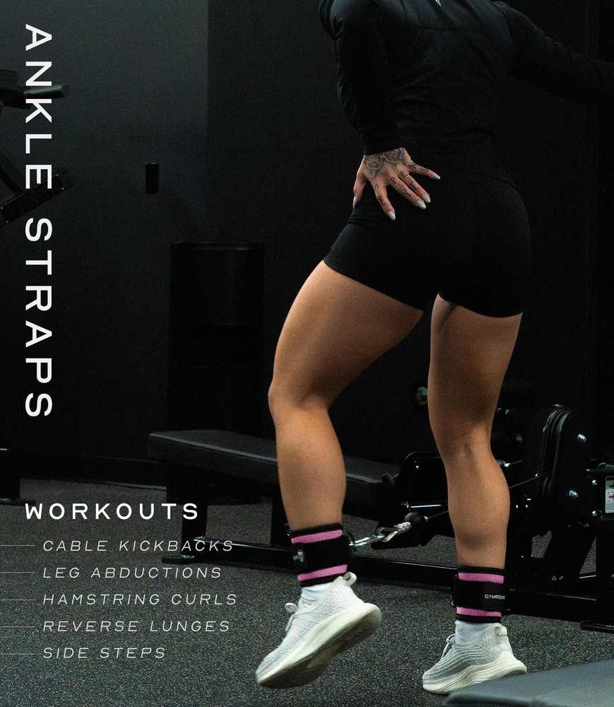 Gymreapers Ankle Strap (Single) For Cable Machine Kickbacks, Single, Pink