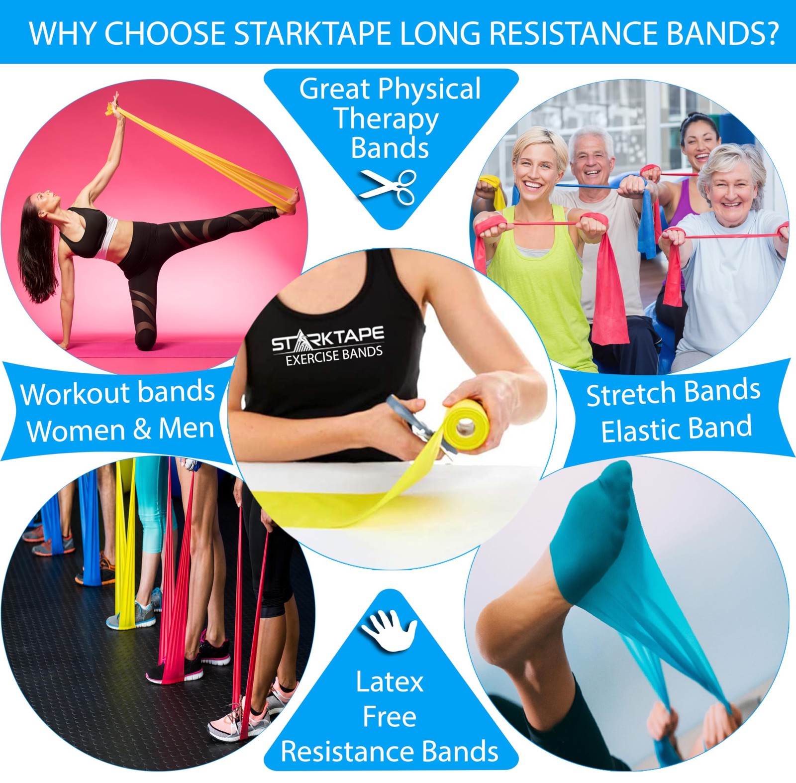 Resistance Bands 50 Yard Professional Roll. Non-Latex Elastic Exercise Fitnes...