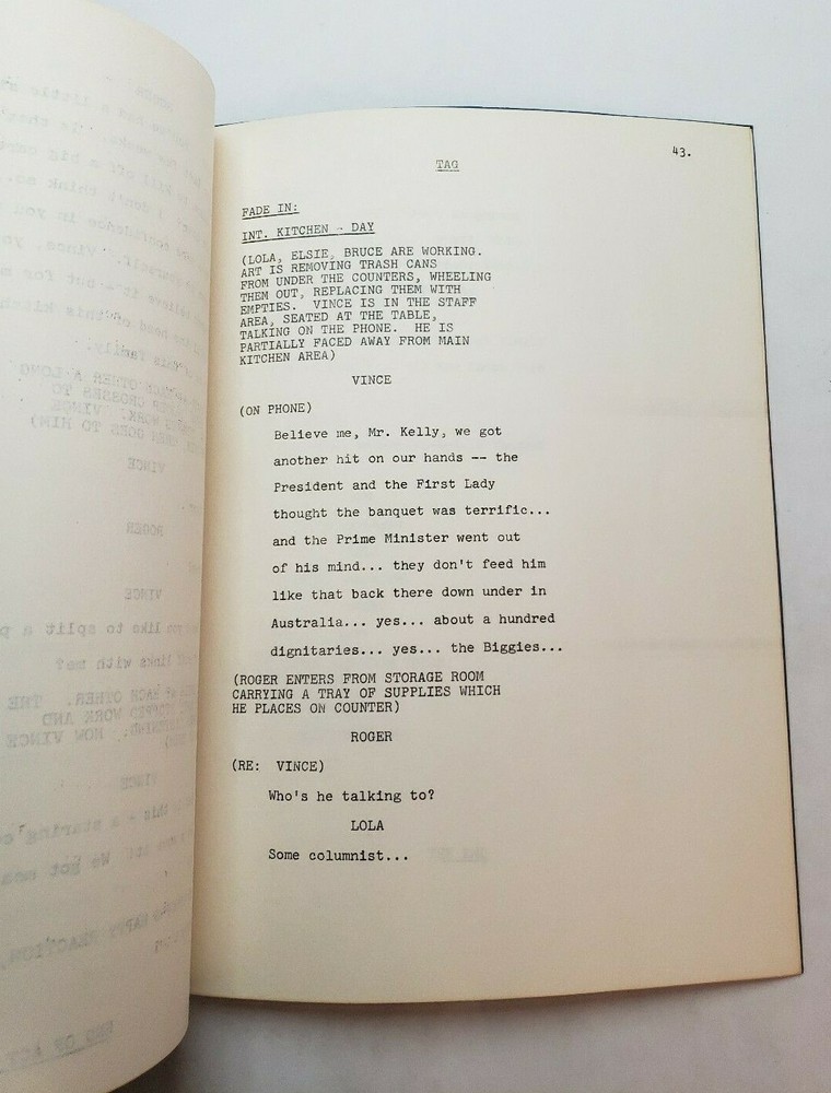 WHITE HOUSE KITCHEN / Laurence Marks 1978 Unproduced TV Script PILOT EPISODE