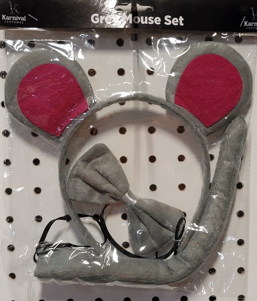 Adult Grey Mouse Kit - Includes Ears, Bow Tie, and Tail