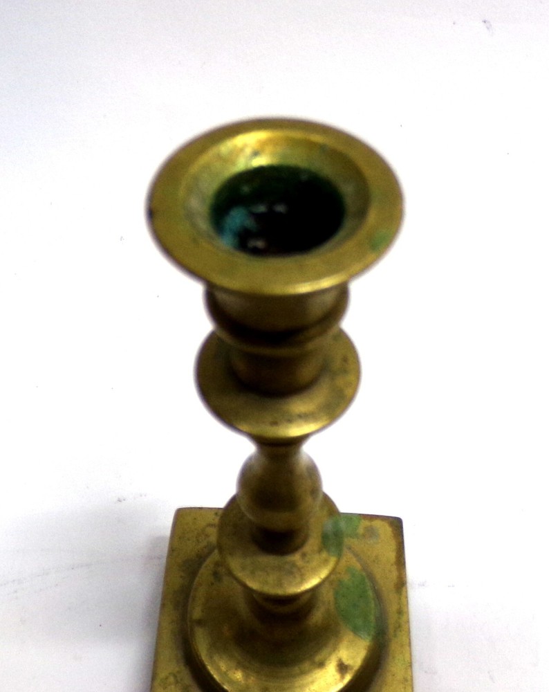 VINTAGE 4 5/8" SOLID BRASS SMALL GOTHIC TAPER CANDLE HOLDER SET