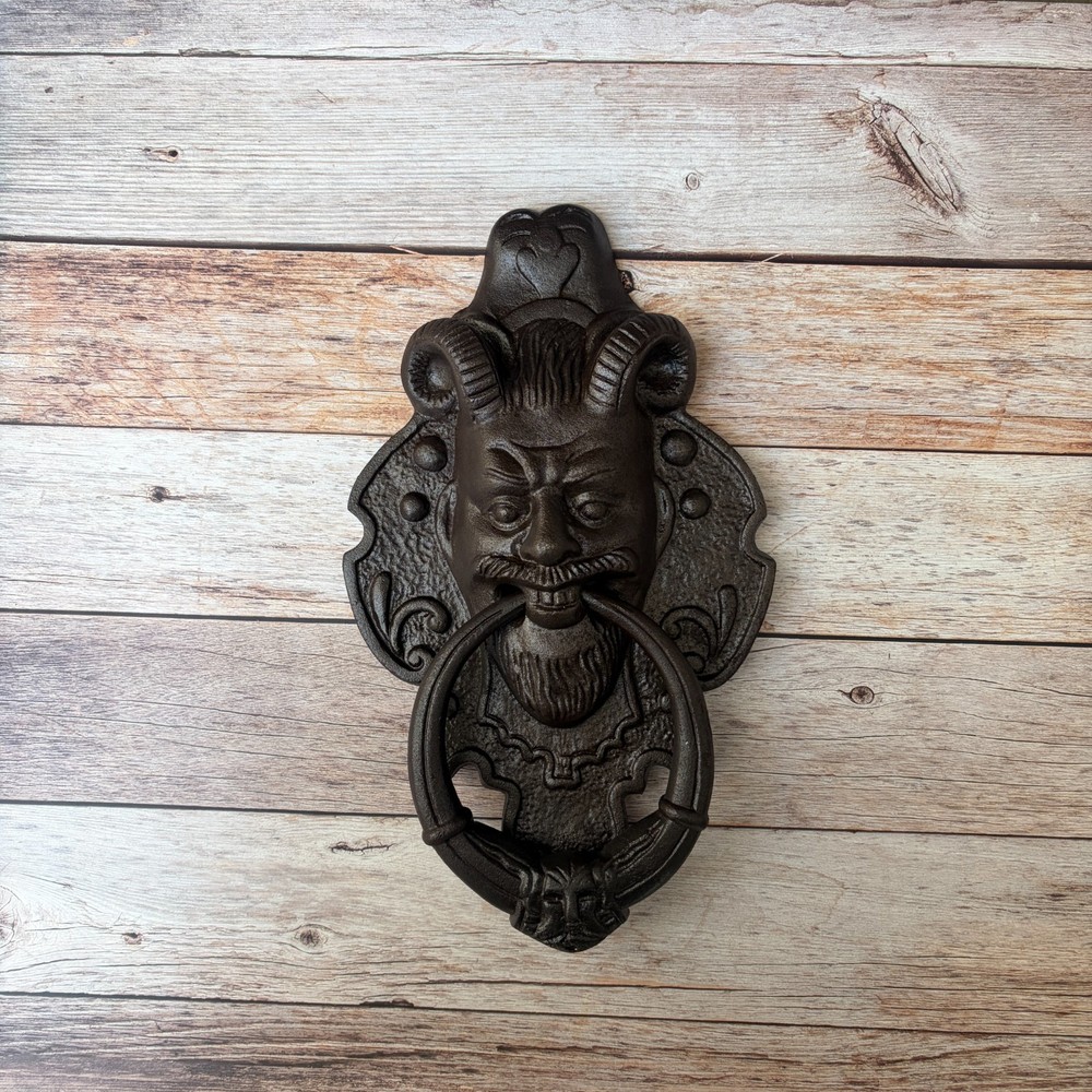 Cast Iron Devil Face Large Door Knocker Handle Pull – Rustic Farmhouse decor
