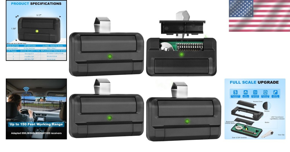 Liftmaster 811LM Gate Remote | 4-Pack | Dual DIP Security+ | 3-