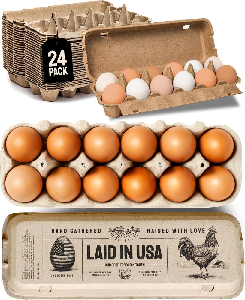 Hatortempt Bulk Egg Cartons - 24-Pack, Reusable 12-Count Basket - 24-Pack