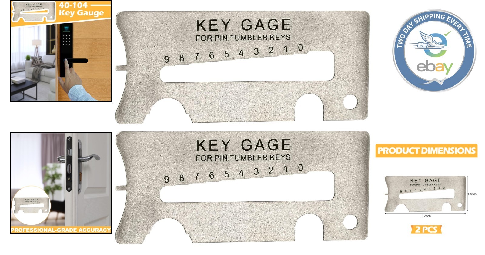 2 Pack Gray Key Gauge Tools – Universal Professional Key Decoders & Aligners