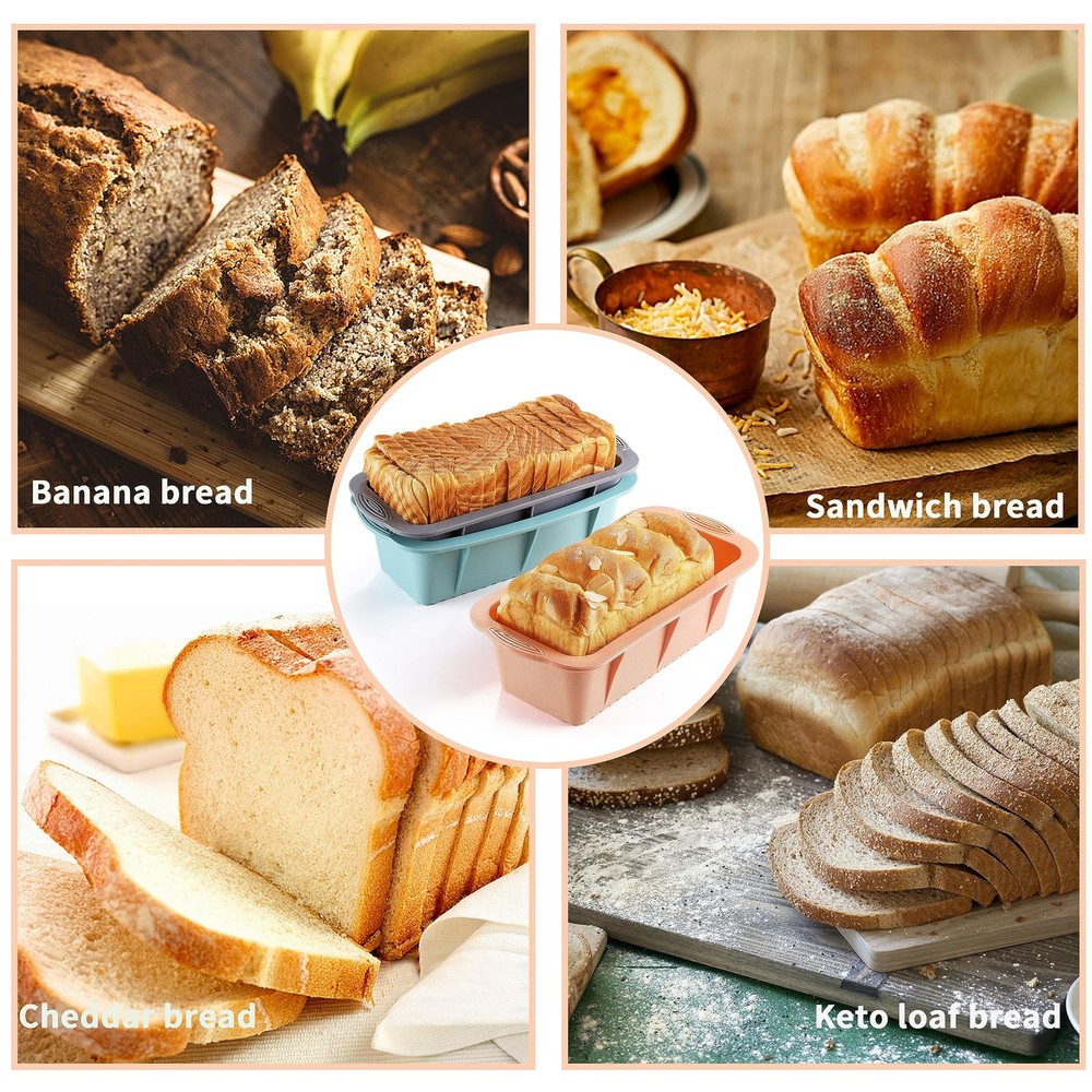 3PCS Silicone Bread Loaf Pan, Non-Stick Bread Pans for Baking, Easy Release L...