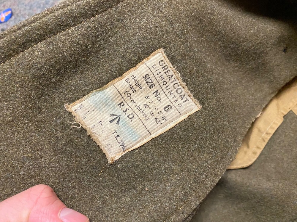 ORIGINAL WWII BRITISH MADE M1938 "CUT DOWN" OVERCOAT COAT-LARGE/XLARGE 46R