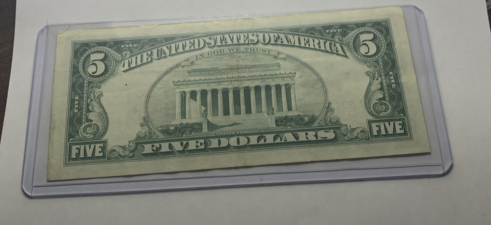1963 $5 dollar red seal note