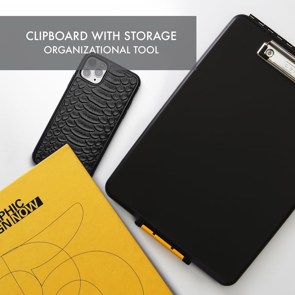 Dexas Slimcase Storage Clipboard, Black