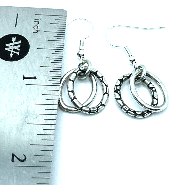 Brighton PEBBLE & Silver Oblong Hoops Custom Earrings