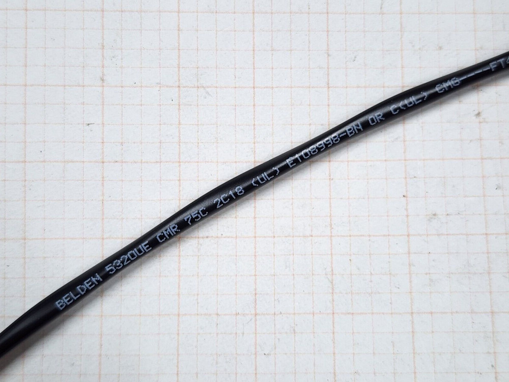 Belden 5320UE 18/2C Solid Twisted Audio/Security Cable Riser CMR Black /100ft