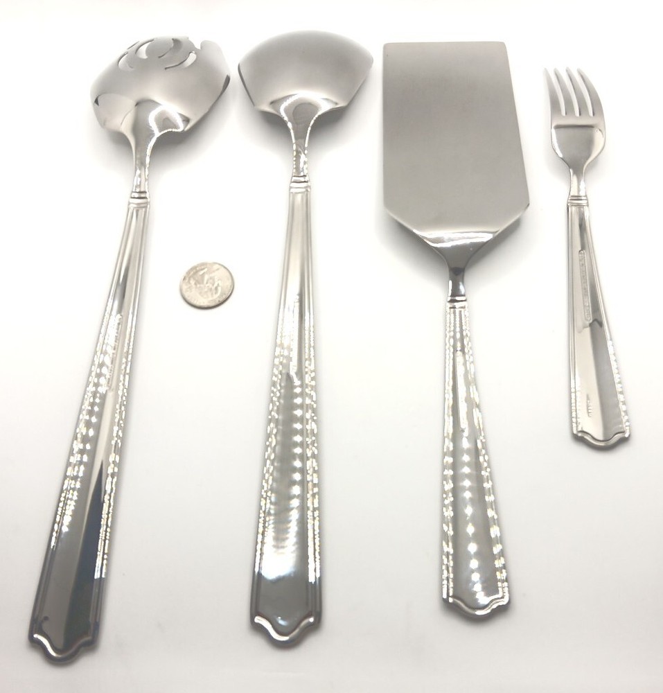 Reed & Barton Big 4 Piece Serving Hostess Set Stainless Flatware
