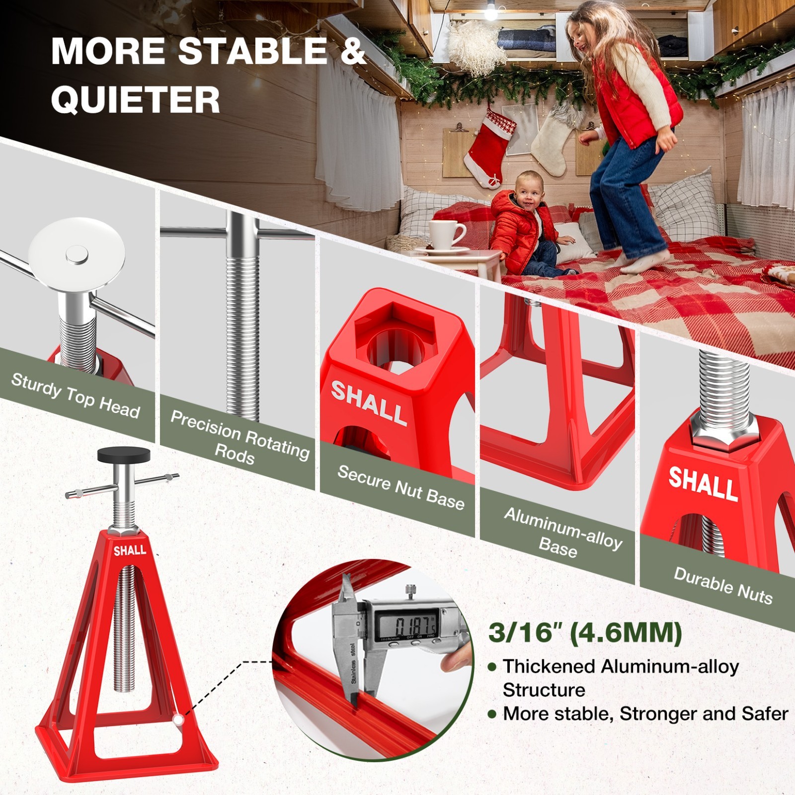 SHALL 4PC RV Stabilizer Jacks,Heavy Duty Aluminum Jack Stands for Trailer Camper