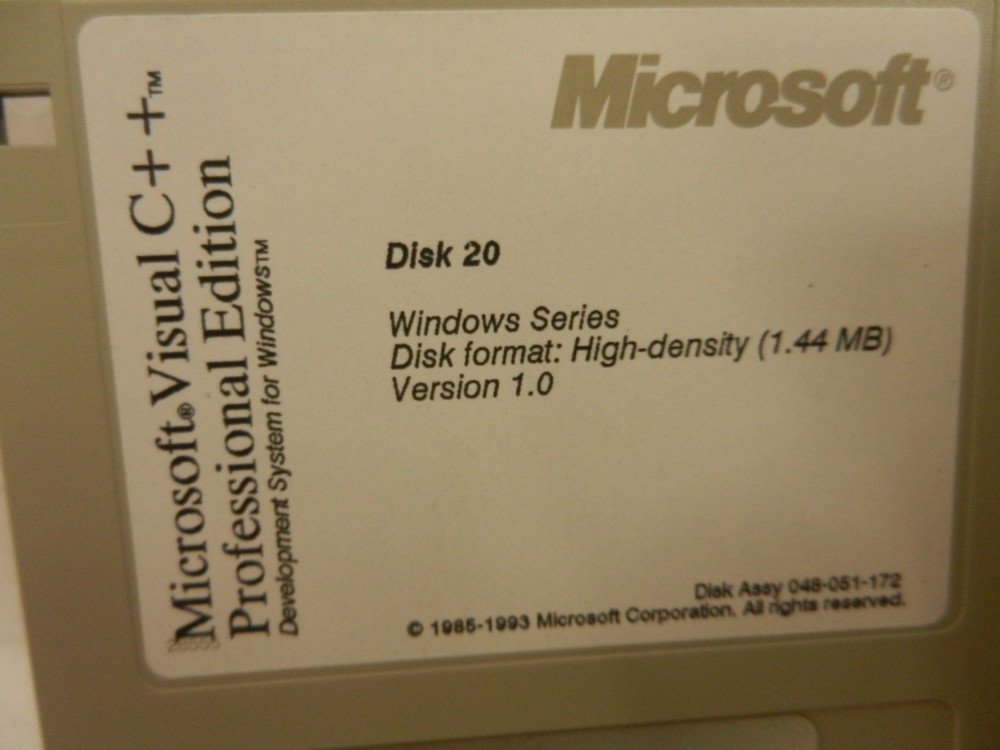 Microsoft Visual C++ VERSION Ver. 1.0 Professional Edition - 20x Floppy Disks