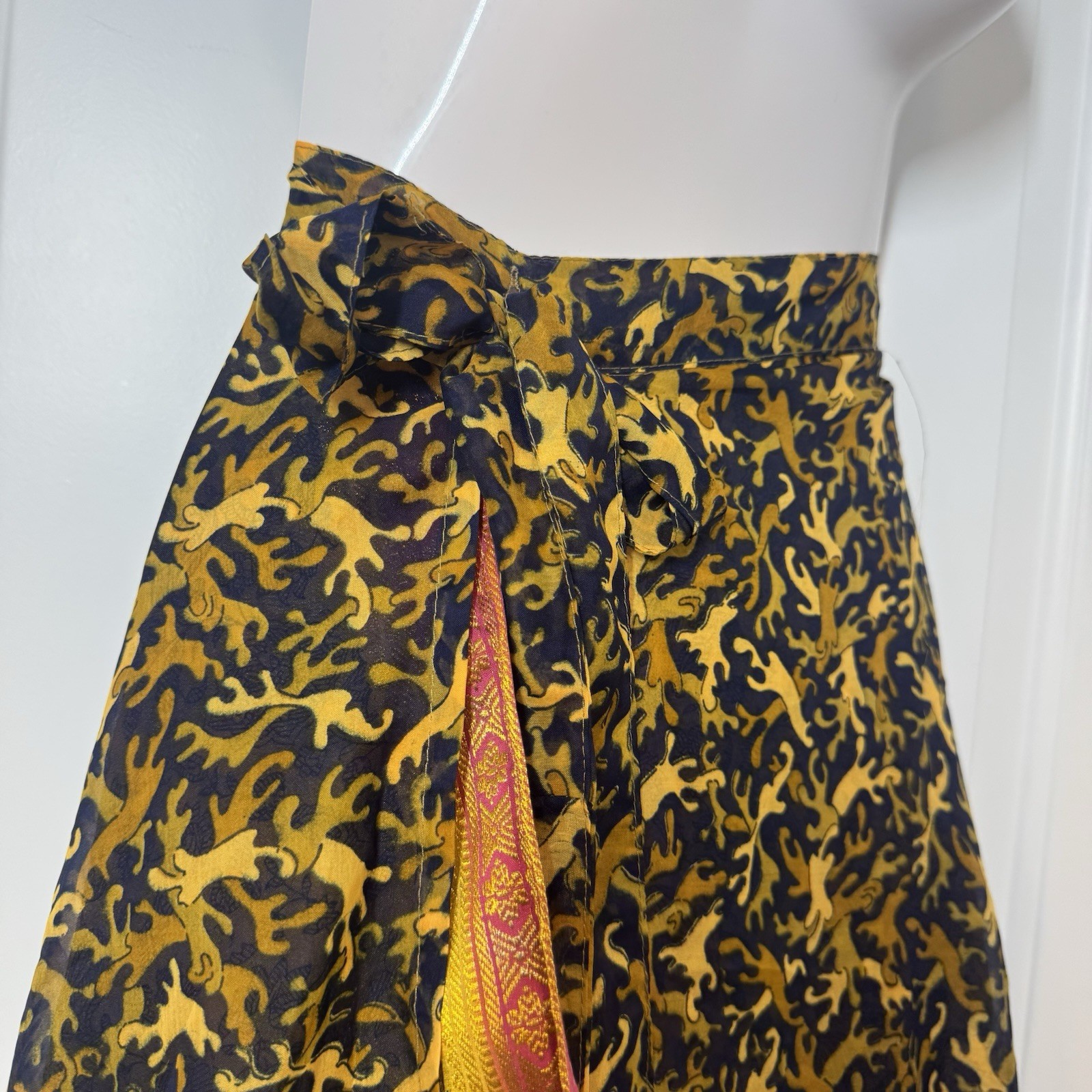 Y2K Urban Nomad Festival True Wrap Maxi Skirt 100% Silk Hippie Boho Gypsie Flowy