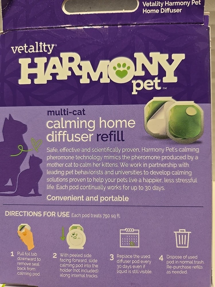 Harmony Pet Calming Diffuser Refill ~ For Cate ~ 60 Day Supply~ Lavender Scent